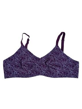 Knix Evolution Wireless V-Neck Bra Sz 3 Purple Pink Floral Seamless No Pads EUC
